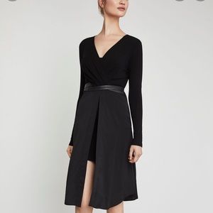 ❤️BCBG MAXAZRIA❤️ Belted Mixed-media Dress In Black